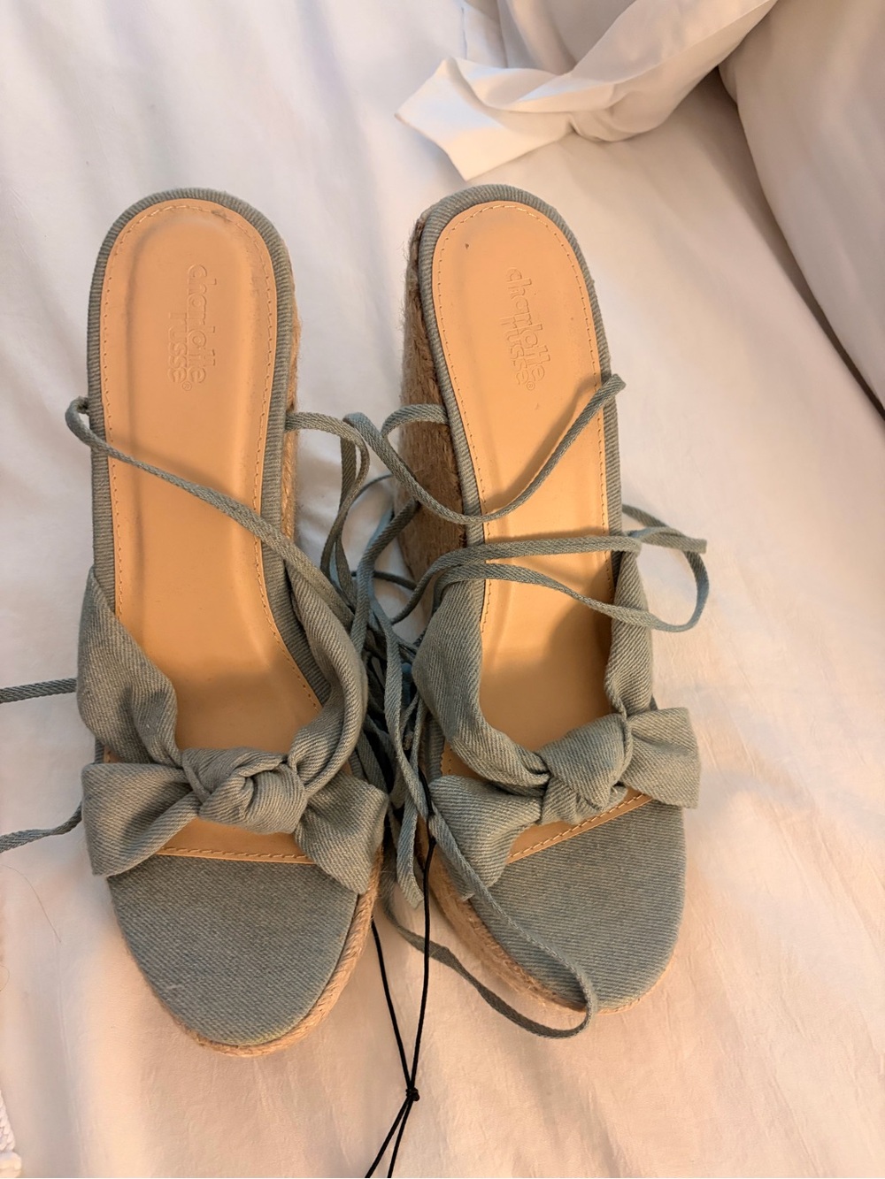 Charlotte Russe Sage Green Espadrille Wedge Sandals with Ankle Wrap